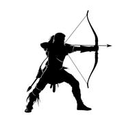 Silhouette elf or Elves Mythical Race from Game Archer Holding a Bow only Mural and Wall Vinyl Decal 41x48.1cm Tattoo Culture Black