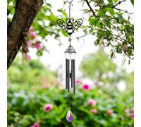 Silhouette Fairy Wind Chime - Black Metal Hanging Chime for Garden, Patio & Outdoor Décor (Honeybee)