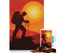 Silhouette Hiker at Sunset Jigsaw 1000 Pieces for Teenagers Logic Boost Toy Calming Play Premium Edge Art Collectible 38x52cm