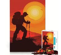 Silhouette Hiker at Sunset Jigsaw Puzzles for Teenagers 1000 Mind Exercise Toy Home Activity Precision Cut Wall Art Decor 50x75cm