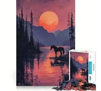 Silhouette Horse Sunset 1000 Pieces Jigsaw Puzzles for Teenagers Logic Ability Toy Light Relax Accurate Cut Classic Gift 50x75cm