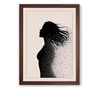 Silhouette in Dissolution Minimalist Framed Wall Art Print A1 (84.1×59.4cm) Walnut, Wall Decor for Living Room, Bedroom, Office & Home, Ready to Hang, Art Gift