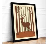 Silhouette in the Woods Minimalist Framed Wall Art Print A2 (59.4×42cm) Black, Wall Decor for Living Room, Bedroom, Office & Home, Ready to Hang, Art Gift