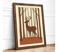 Silhouette in the Woods Minimalist Framed Wall Art Print A2 (59.4×42cm) Walnut, Wall Decor for Living Room, Bedroom, Office & Home, Ready to Hang, Art Gift