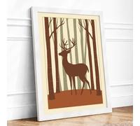 Silhouette in the Woods Minimalist Framed Wall Art Print A2 (59.4×42cm) White, Wall Decor for Living Room, Bedroom, Office & Home, Ready to Hang, Art Gift