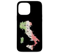 Silhouette Italy Map National Italia Flag Travel Gift Case for iPhone 13 Pro Max