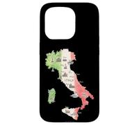 Silhouette Italy Map National Italia Flag Travel Gift Case for iPhone 15 Pro