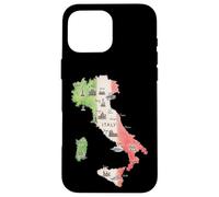 Silhouette Italy Map National Italia Flag Travel Gift Case for iPhone 16 Pro Max