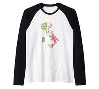 Silhouette Italy Map National Italia Flag Travel Gift Raglan Baseball Tee