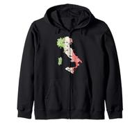 Silhouette Italy Map National Italia Flag Travel Gift Zip Hoodie