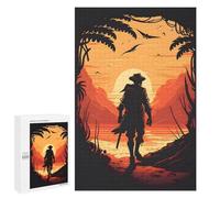 Silhouette Journey at Sunset Displayable Picture Puzzle, 1000 PCS - Relaxing Home Activity, for Screen-Free Relaxation at Home