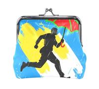 Silhouette Man Running Red Umbrella Fashion Women's Small Leather Coin Purse Convenient Makeup Bag Change Purse for Women Girls bolsas para