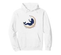 Silhouette Mermaid Sitting on Crescent Moon Pullover Hoodie