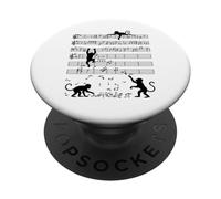 Silhouette Monkeys Playing on Music Staff PopSockets Adhesive PopGrip