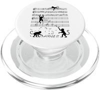 Silhouette Monkeys Playing on Music Staff PopSockets PopGrip for MagSafe