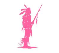 Silhouette Native American Man Holding Weapon only Lettering Decals 47.6x82cm Can Modify and add Information Pink