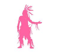 Silhouette Native American Man only Full Body Lettering Decals 54.4x94.9cm Tattoo Culture Pink