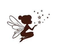 Silhouette of a Fairy Sitting on The Ground Casting Magic with Stars Lettering Decals 38x50.4cm It Won't Fall Off Coffee