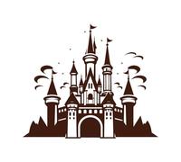 Silhouette of a Fairytale Castle Perfect Mural and Wall Vinyl Decal 65.6x77cm Do not Damage The Wall Surface Coffee