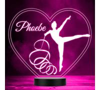 Silhouette of A Girl & Ribbon Rhythmic Gymnastics Fan LED Colour Night Light | Personalised Gift for Home, Lamp Room Décor | Kids & Adults Night Lights with Name | Personalised Gift for Bedroom |