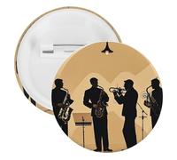 Silhouette of A Jazz Quartet Performing Badge Metal Round Pins, Lightweight Brooch for Backpack, Fashion Button Pins Badge for Shirts, Jackets, Shawl Coat, Unisex, 20PCS, Tinplate, metal round pins