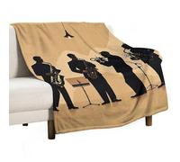 Silhouette of A Jazz Quartet Performing Blanket, Soft Flannel Fleece Blankets Quick-Dry, Lightweight Throw Blanket for Couch, Bed, Office & Travel, Ideal Gift for Family & Friends, 40"x50"