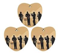 Silhouette of A Jazz Quartet Performing Car Air Freshener, 3 Pcs Love form Hanging Air Freshener Cards, Long Lasting Fragrance Scented Cards for Car, Home, Office Black-style