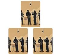 Silhouette of A Jazz Quartet Performing Car Air Freshener, 3 Pcs Square Hanging Air Freshener Cards, Long Lasting Fragrance Scented Cards for Car, Home, Office Black-style