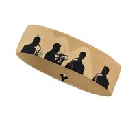 Silhouette of A Jazz Quartet Performing Headbands for Women & Men Sports Headband, Fits All Head Sizes, Ultra Absorbent & Non-Slip Sweatband for Running, Yoga, Gym