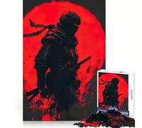 Silhouette of A Ninja with Red Moon Jigsaw Puzzles 1000 Pieces for Teenagers Memory Upgrade Relaxing Fun Sharp Cut Art Collection Piece 38x26cm