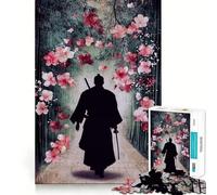 Silhouette of A Samurai in Bamboo Forest Jigsaw Puzzles for Teenagers 1000 Pieces Mind Puzzle Peaceful Fun Art Assembly Lovely Gift 50x75cm