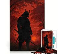 Silhouette of A Samurai in Red Forest Puzzles for Adults 1000 Pieces Strengthen Memory Stress Relief Smooth Edge Heartfelt Gift 38x26cm