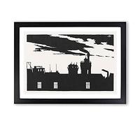 Silhouette of A Town by Samuel De Mesquita Framed Print | A2 Black Framed Wall Art | Ready to Hang | Modern Nature Picture | Living Room Bedroom Lounge Office