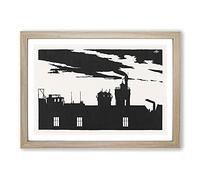 Silhouette of A Town by Samuel De Mesquita Framed Print | A2 Oak Framed Wall Art | Ready to Hang | Modern Nature Picture | Living Room Bedroom Lounge Office