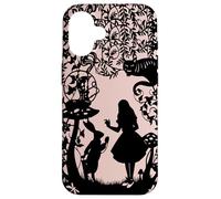 Silhouette of Alice in Wonderland and cat caterpillar rabbit Case for iPhone 16
