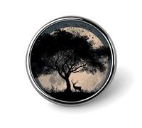 Silhouette of An Old Tree Novelty Brooches & Pins Round Personalised Metal Lapel Badge With Butterfly Clutch Clasp