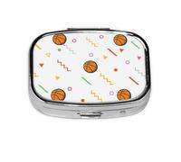 Silhouette of Basketball,Meta Pill Box 2 Compartment Medicine Case,Portable Organizer