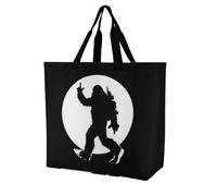 Silhouette of Bigfoot Walking Large Tote Bag Reusable for Shopping