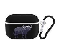 Silhouette of Buffalo Compatible with Airpods Pro Case Cover Hard Cases with Durable Hanging Buckle Charging Visible LED