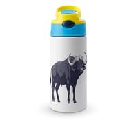 Silhouette of Buffalo Water Bottle with Straw and Handle and Pop-Up Spout Cover Leak-Proof Stainless Steel Travel Cup