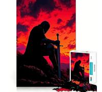 Silhouette of Knight with Sword at Sunset Jigsaw for Teenagers 1000 Pieces Logic Play Indoor Fun Accurate Edge Art Collection Piece 38x52cm