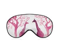 Silhouette of Peach Giraffe Sleep Mask for Women Men, Breathable Soft Sleeping Mask Adjustable Eye Cover Light Blocking Eye Masks for Travel, Home, Office, Nap, Flights