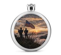 Silhouette of Soldiers with American Flag Flask for Liquor Portable Wine Bottle Cute Stainless Steel Holsters Flasks