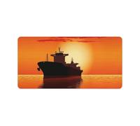 Silhouette of The Tanker Ship on Red Sunrise Desk Mat Non-Slip Laptop Desk Writing Thin Pad Waterproof Large Gaming Mouse Pads with Wrist Support for Home Office Work