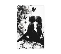 Silhouette of Two Girls Kissing Single Toggle Blank Wall Plate Light Switch Cover Decorative 1 Gang for Kitchen Room Bathroom Size 11.4x7cm
