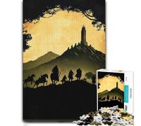 Silhouette of Warriors And Tower Landscape Jigsaw Puzzle 1000pcs (70x50cm) | Choose a winter gift for adults for cold-weather weekends for shared puzzle time.