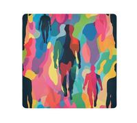 silhouette person art colorful Magic Sticker Makeup Travel Case Cloth Cosmetic Travel Bag Organizer Wrap Camera Lens Cloth Wrapper For Toiletries Size 21.7x21.7in