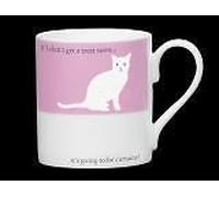 Silhouette Pink Curtains Cat Funny Bone China Mug - Stoke on Trent, England