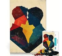 Silhouette Queer Couple Kiss Jigsaw Puzzle for Adults 1000 Pieces Mind Exercise Toy Together Fun Precision Cut Unique Gift 38x26cm
