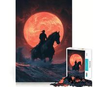 Silhouette Rider Under Blood Moon Jigsaw Puzzles for Adults1000 Piece Sharp Logic Toy Together Fun Tight Cut Memorable Gift 38x26cm